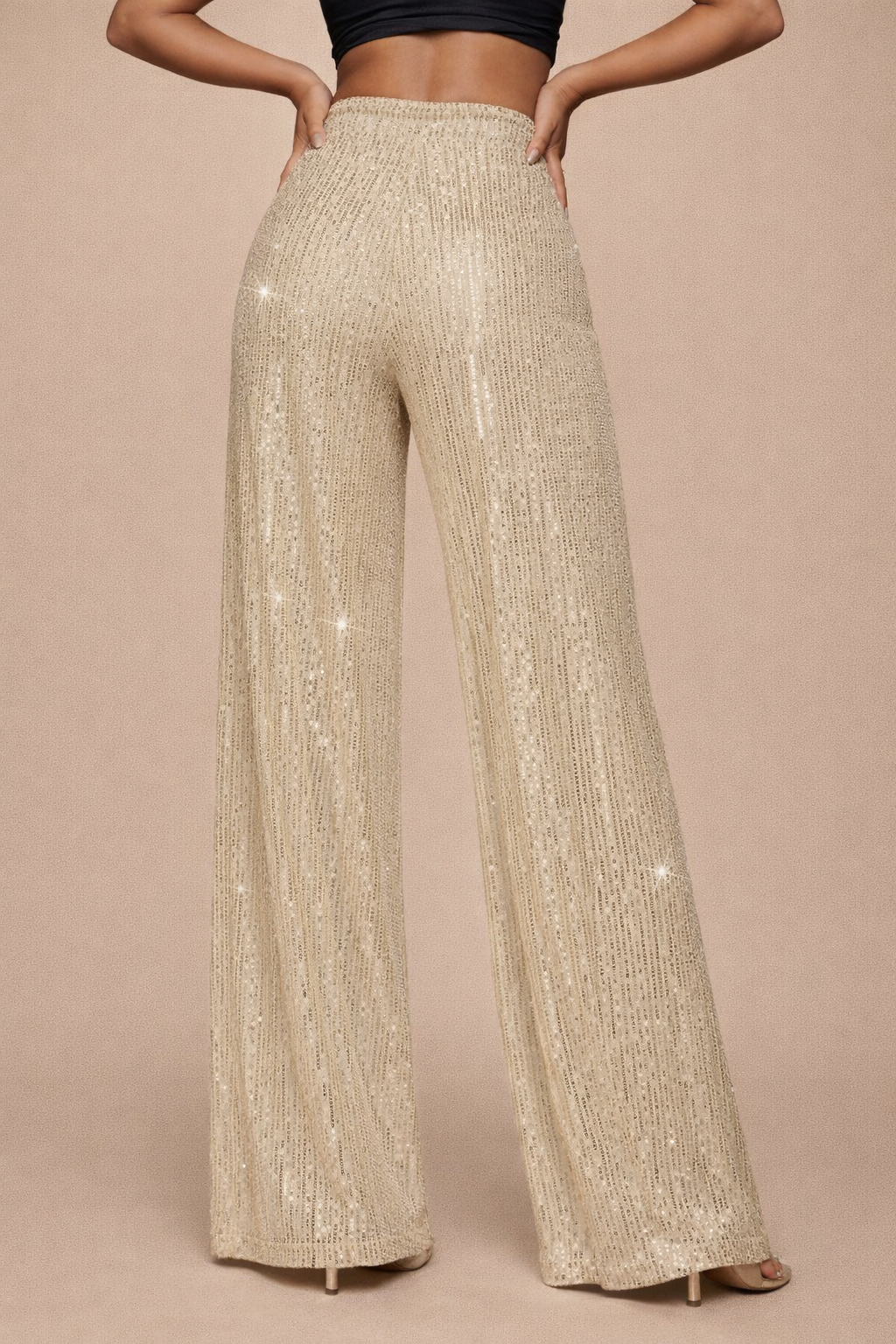 Champagne Glow Wide-Leg Pants