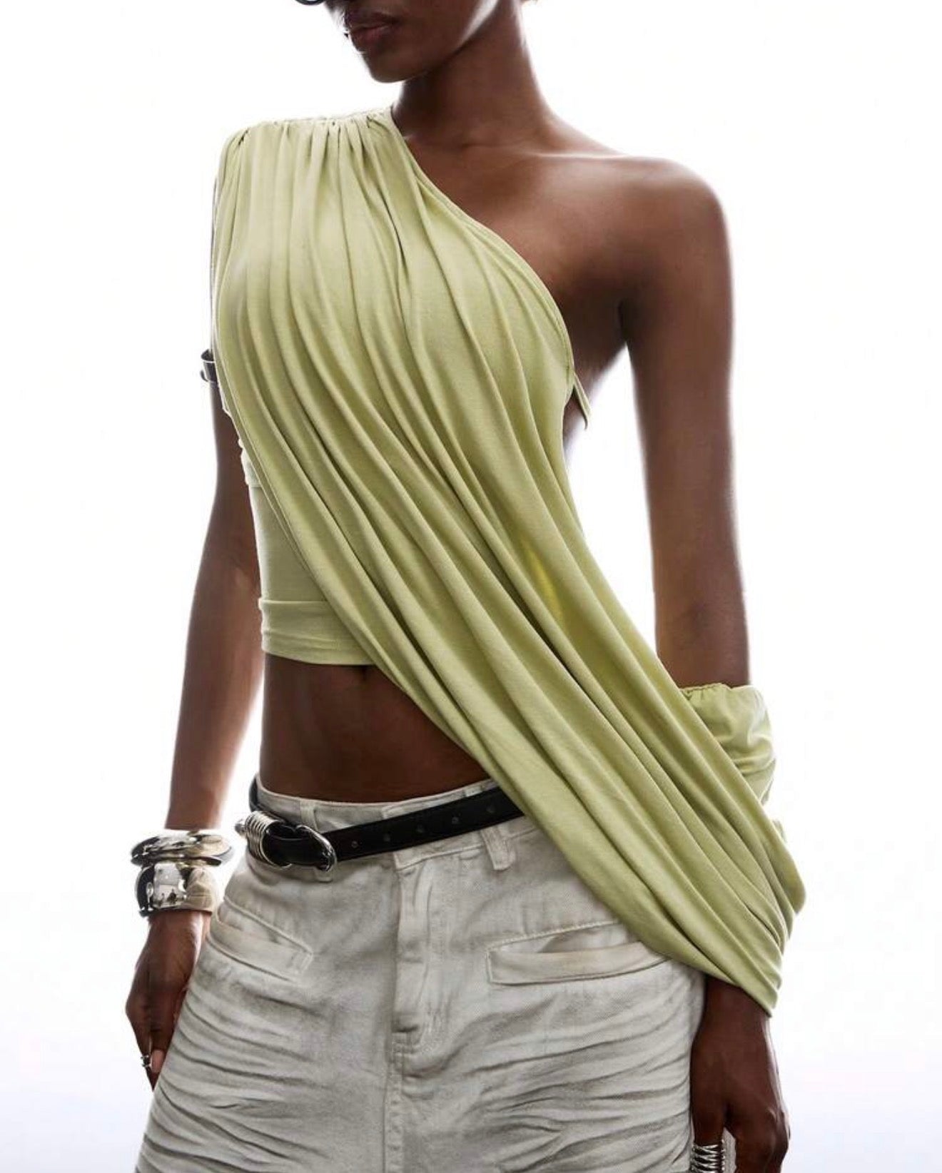 The Draped Chartreuse Asymm-Top