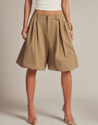Beige Lily Statement Shorts