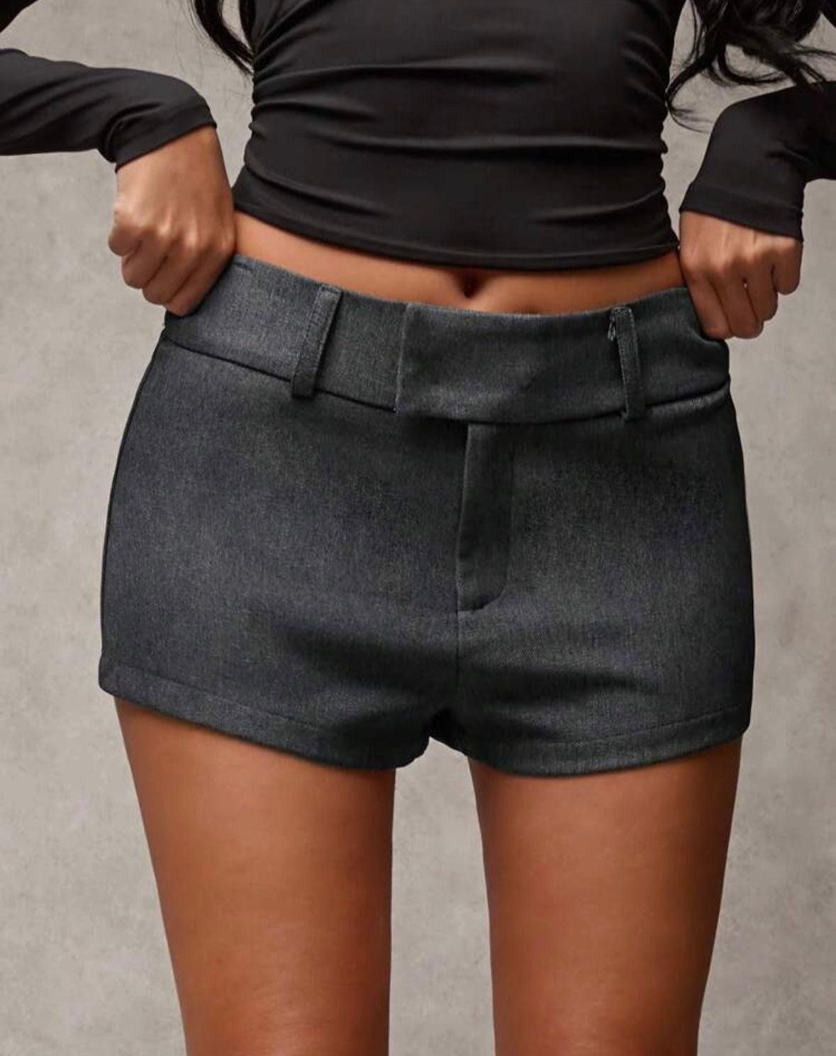 Charcoal Tailored High-Waist Shorts