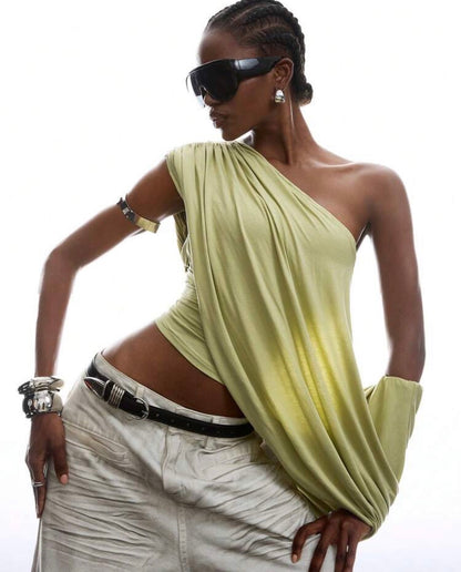 The Draped Chartreuse Asymm-Top
