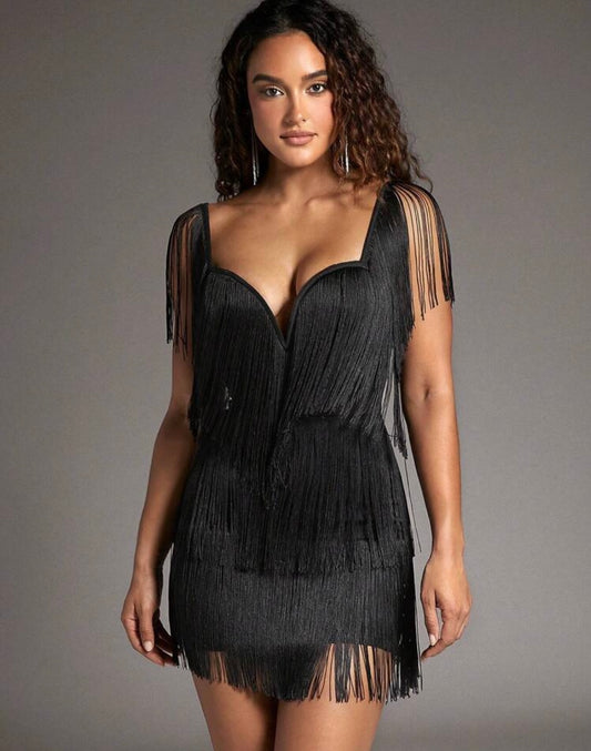 Midnight Fringe Sensation Mini Dress