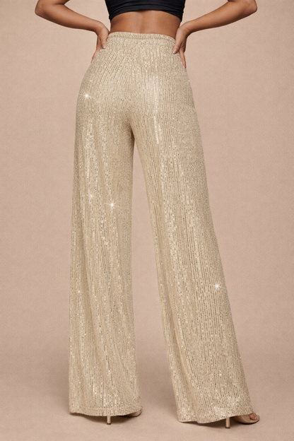 Champagne Glow Wide-Leg Pants